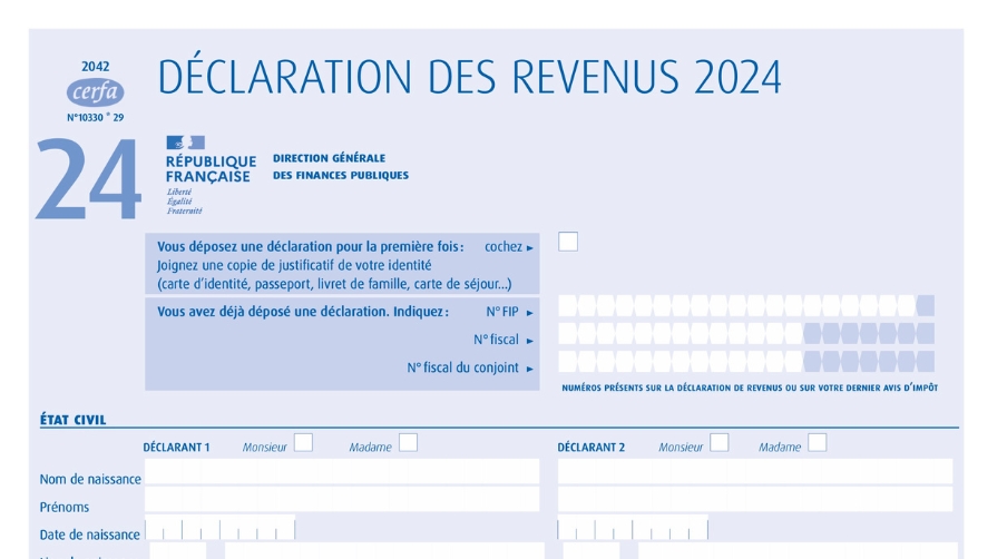 Image d'un formulaire de déclaration d'impôts